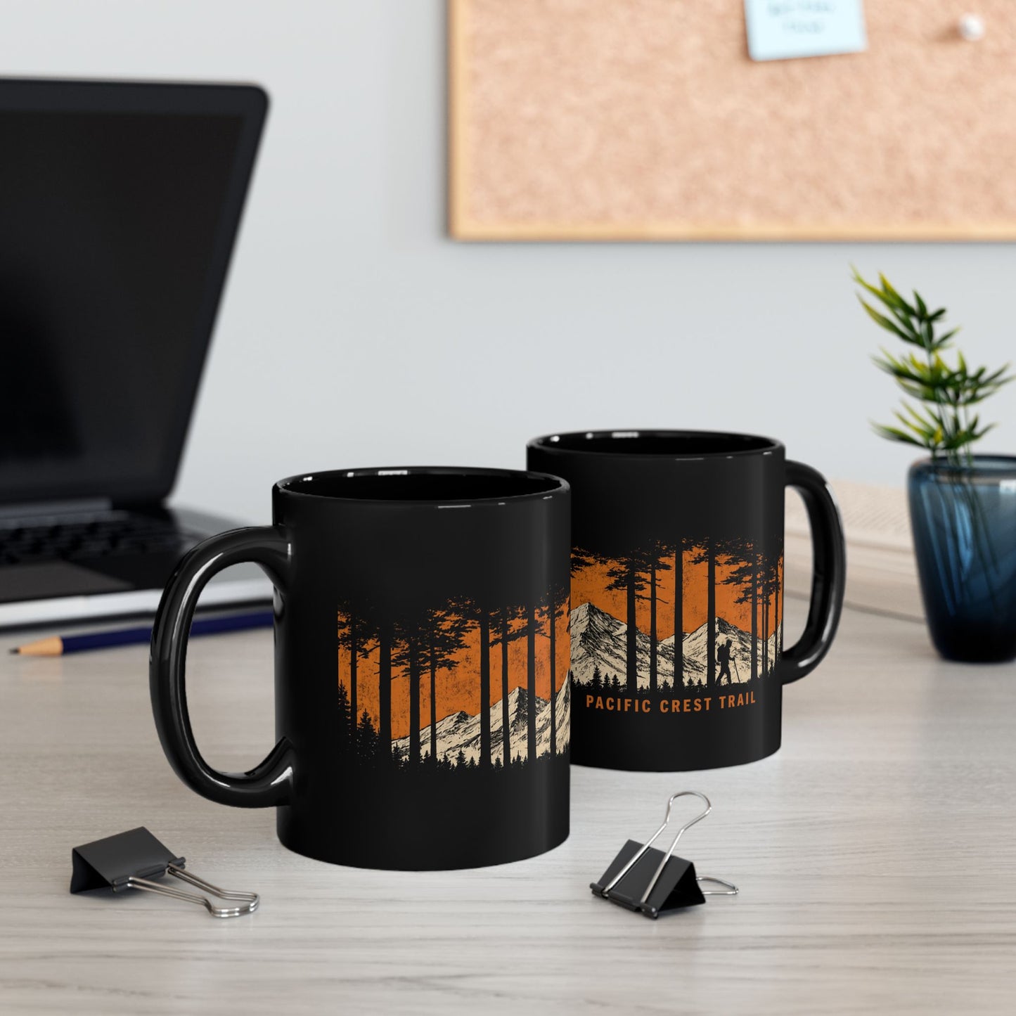 Pacific Crest Trail Mug — Mountain & Forest Black Coffee Cup (11oz/15oz)