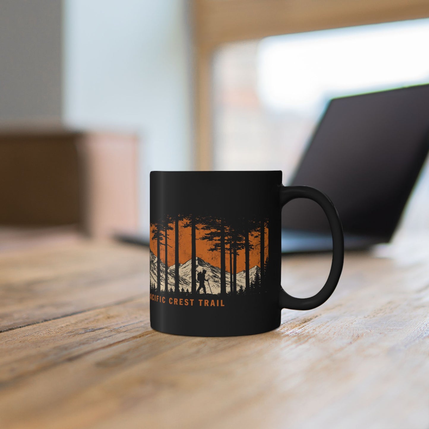 Pacific Crest Trail Coffee Mug — Mountain & Forest Black Ceramic Mug (11oz/15oz)