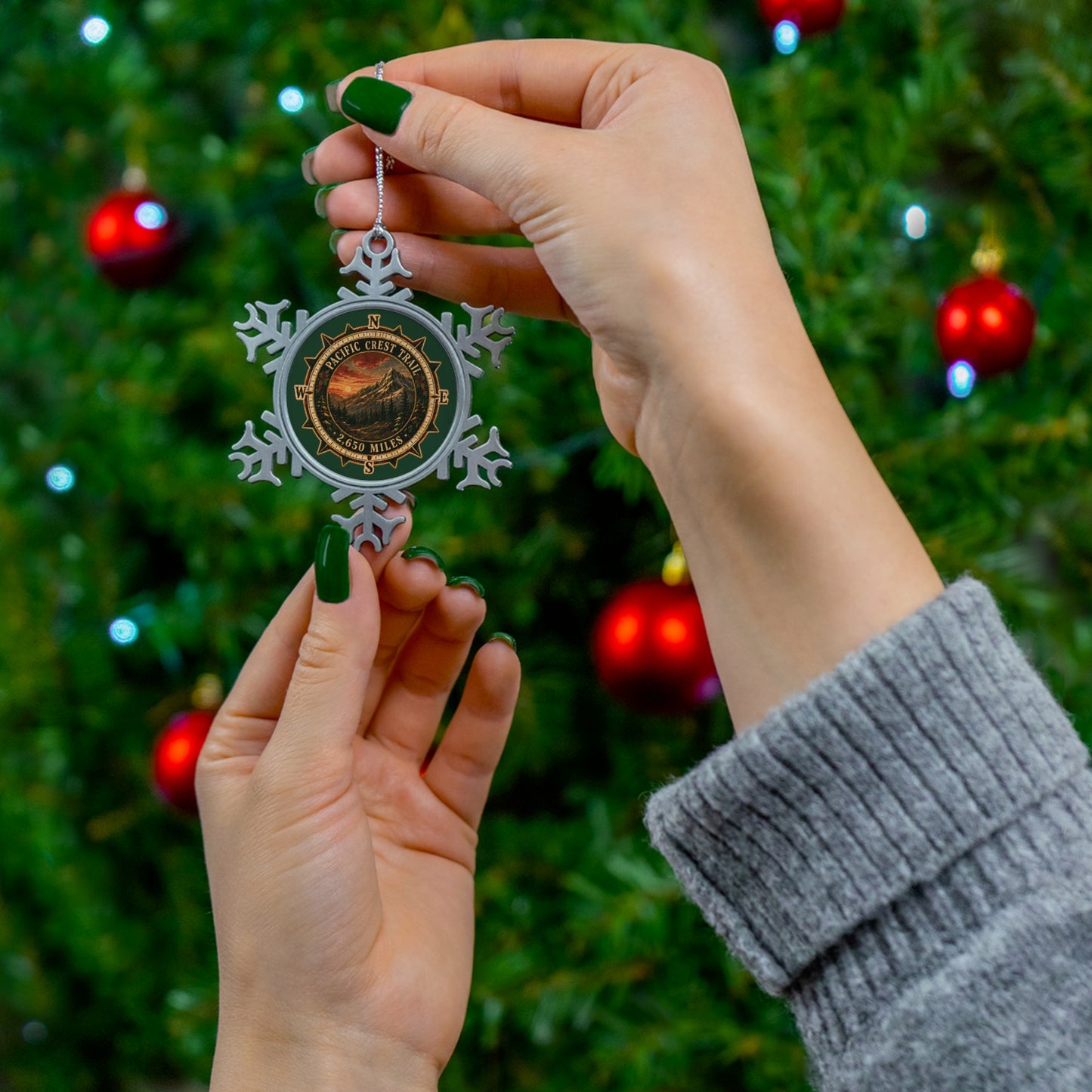 Pacific Crest Trail Pewter Snowflake Ornament | PCT Hiking Keepsake