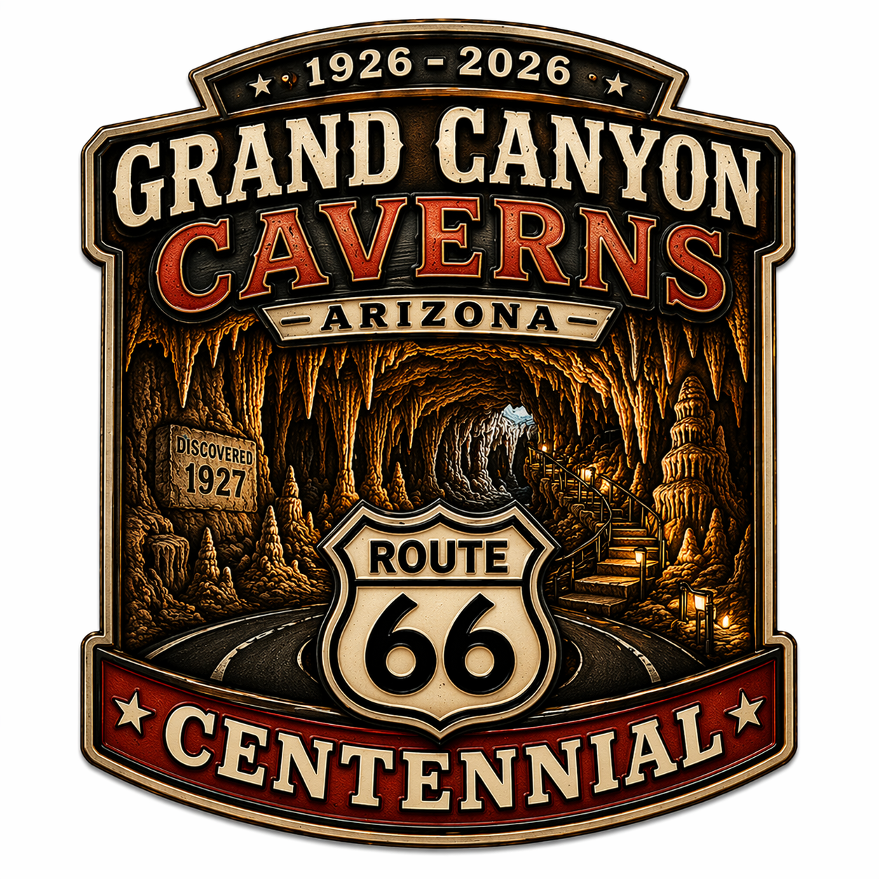 (7) Grand Canyon Caverns Route 66 Centennial Stickers – Bulk Wholesale Orders