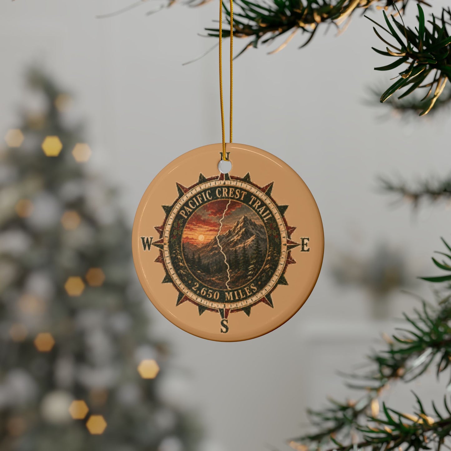 Pacific Crest Trail Ceramic Ornament | 2,650-Mile Compass Design