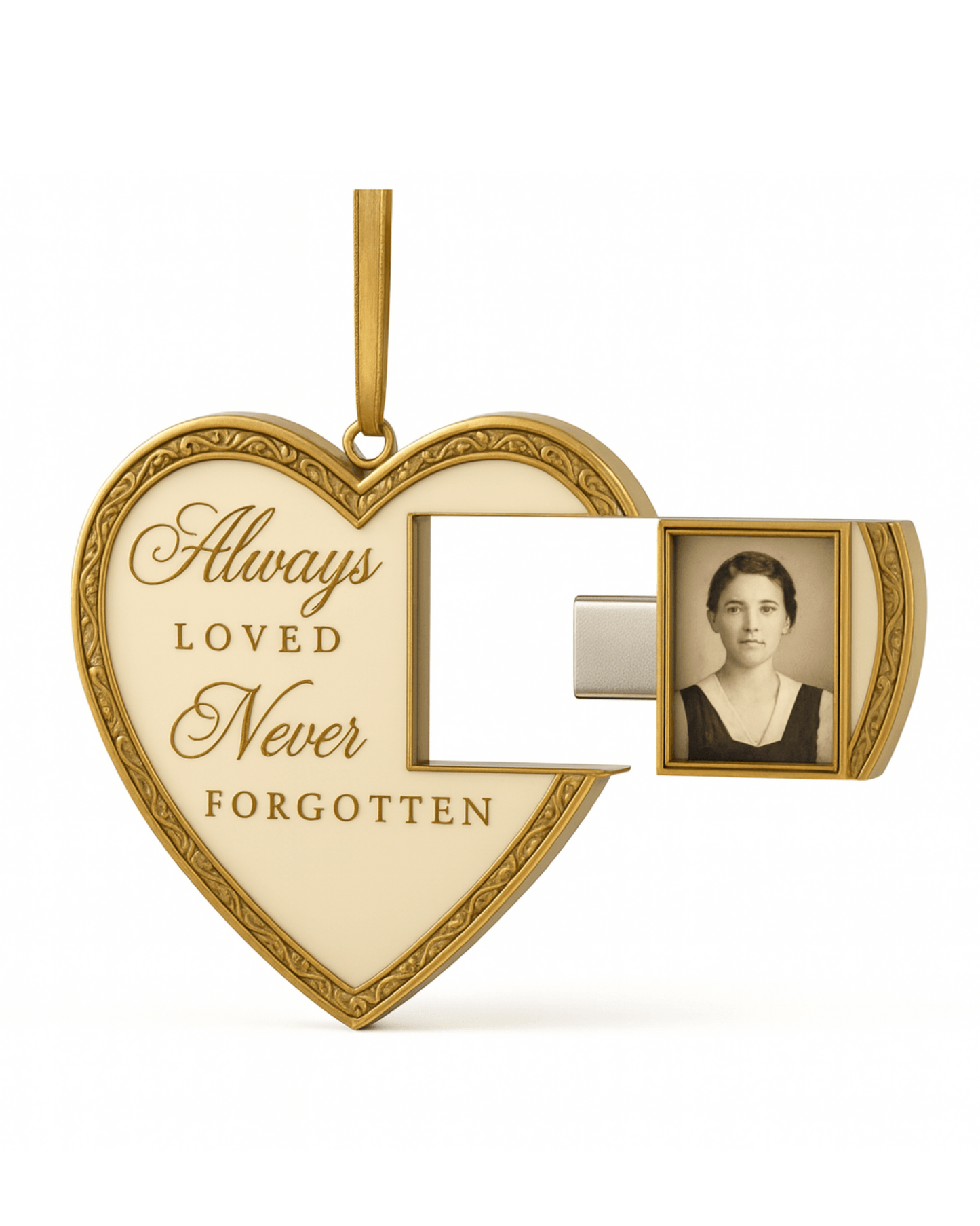 Heirloom-Quality Metal Memorial Ornament with Hidden USB-C Drive