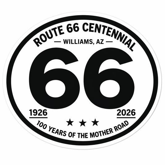 (9) Route 66 Centennial Stickers  Williams, AZ – Bulk Wholesale Orders