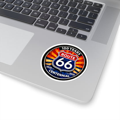 Route 66 Centennial Sticker — 100 Years (1926–2026) Kiss-Cut Vinyl Decal