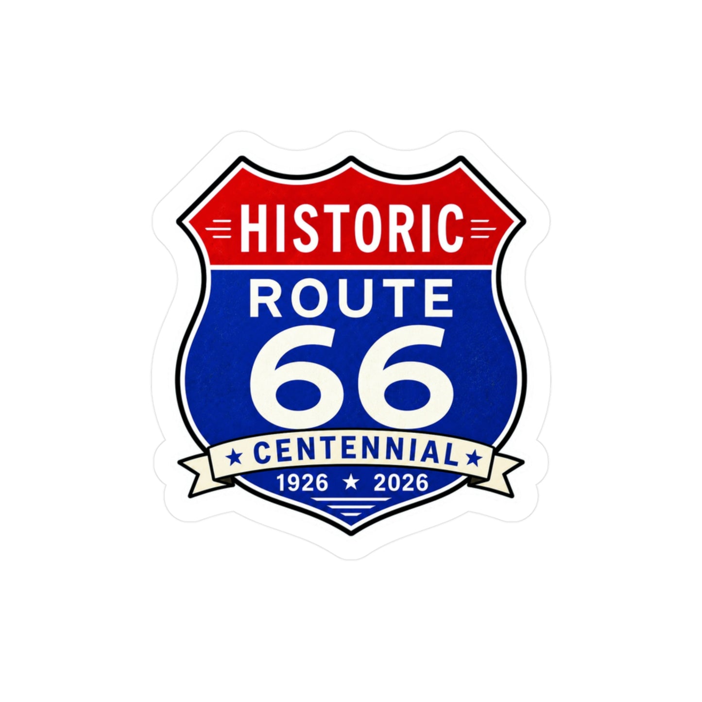 Route 66 Centennial Kiss-Cut Vinyl Sticker — Historic 1926–2026 Decal