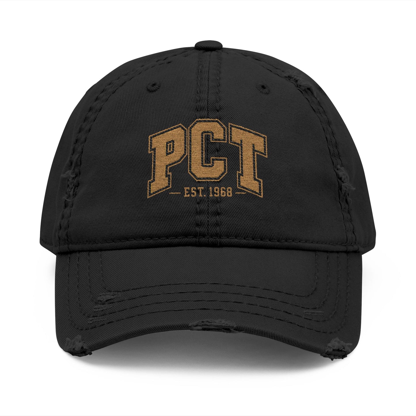 Distressed Embroidered Dad Hat – PCT Logo, Vintage Washed Baseball Cap
