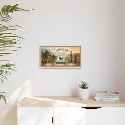 Framed Matte Canvas Travel Poster — Personalized 'Teddi Boston' Vintage Landscape Print