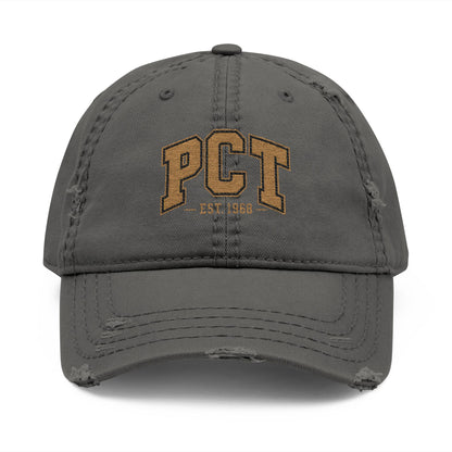 Distressed Embroidered Dad Hat – PCT Logo, Vintage Washed Baseball Cap
