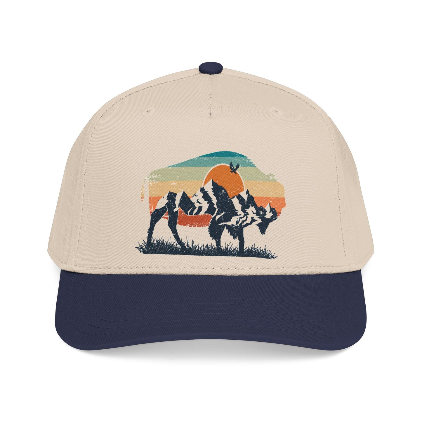Sunset Silhouette Mid Profile Baseball Cap | Western, Sunset Scene