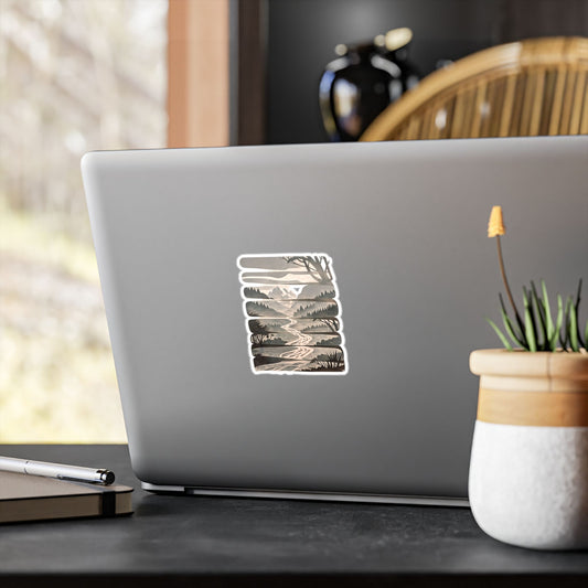 Nature Escape Mountain River Vinyl Sticker | Outdoor Landscape Decal