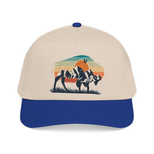 Bison Mountain Sunset Mid-Profile Baseball Cap | Western Outdoor Hat