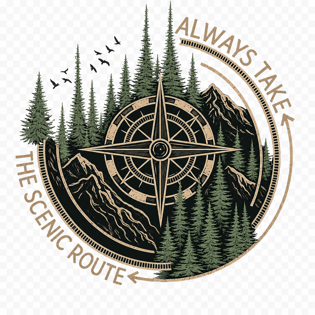 Mountain Compass Dad Hat | Forest Trail Embroidered Cap