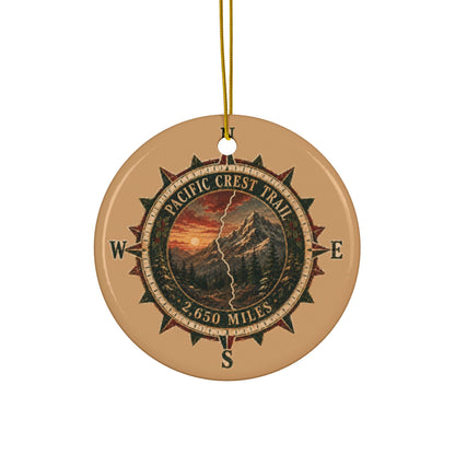 Pacific Crest Trail Ceramic Ornament — 2,650 Miles Compass Holiday Ornament