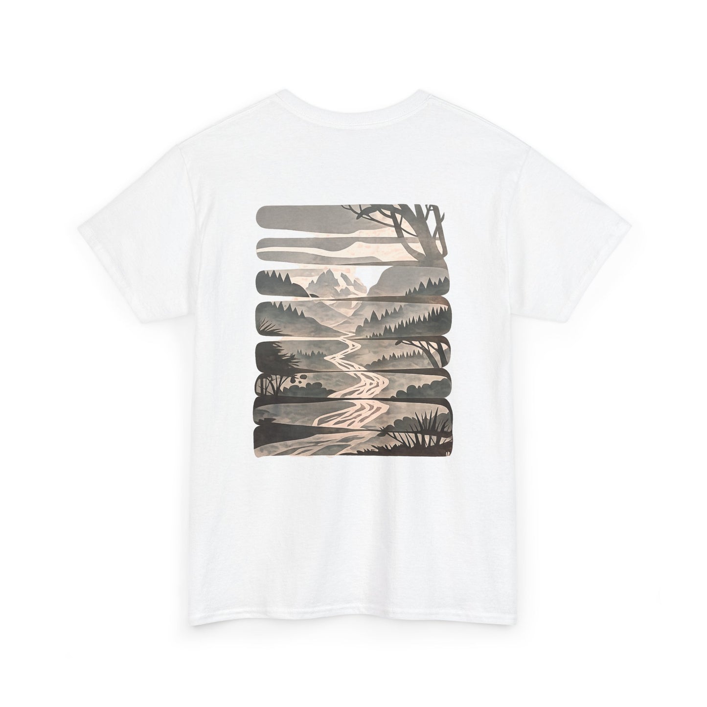 Nature Escape T-Shirt | Serene River and Mountain Landscape Tee