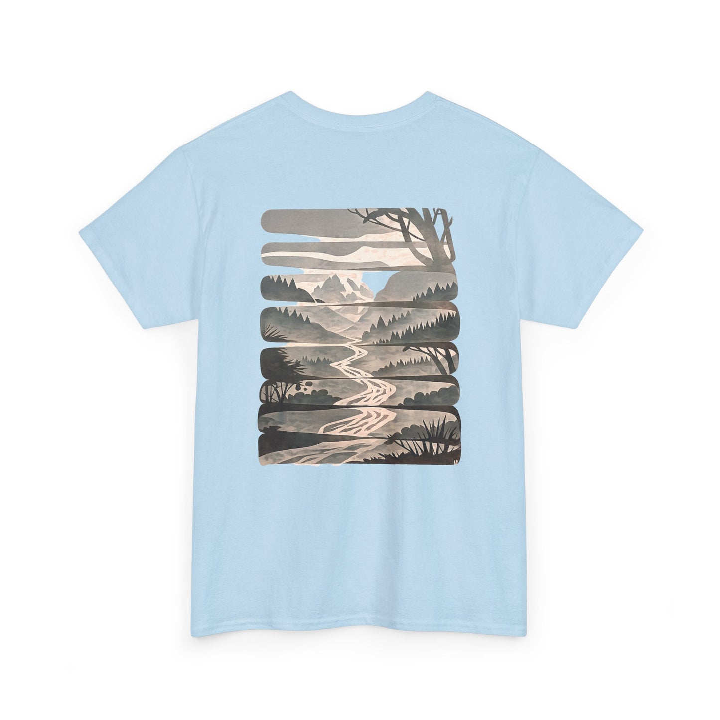 Nature Escape T-Shirt | Serene River and Mountain Landscape Tee