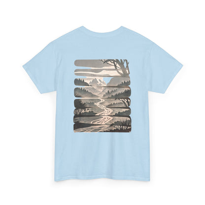 Nature Escape T-Shirt | Serene River and Mountain Landscape Tee