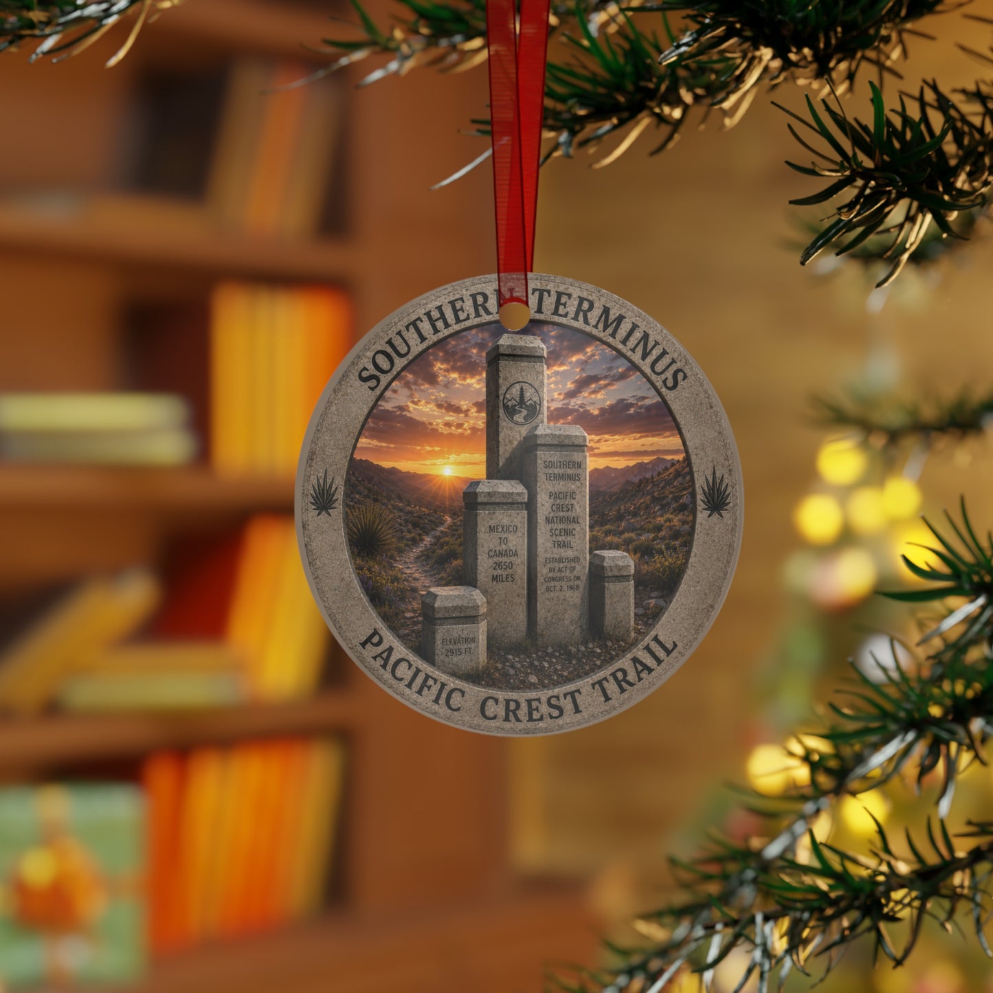 Pacific Crest Trail Terminus Ornament Metal Ornament | Double-Sided Southern & Northern Terminus