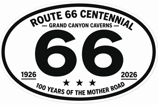 (12) Route 66 Centennial Stickers  Grand Canyon Caverns, AZ – Bulk Wholesale Orders
