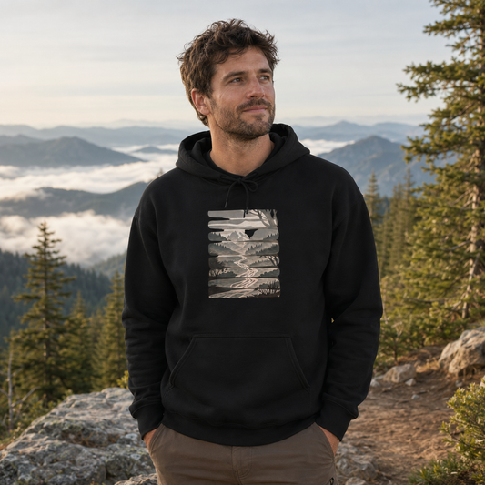 Nature Trail Hoodie | Mountain River Landscape Sweatshirt