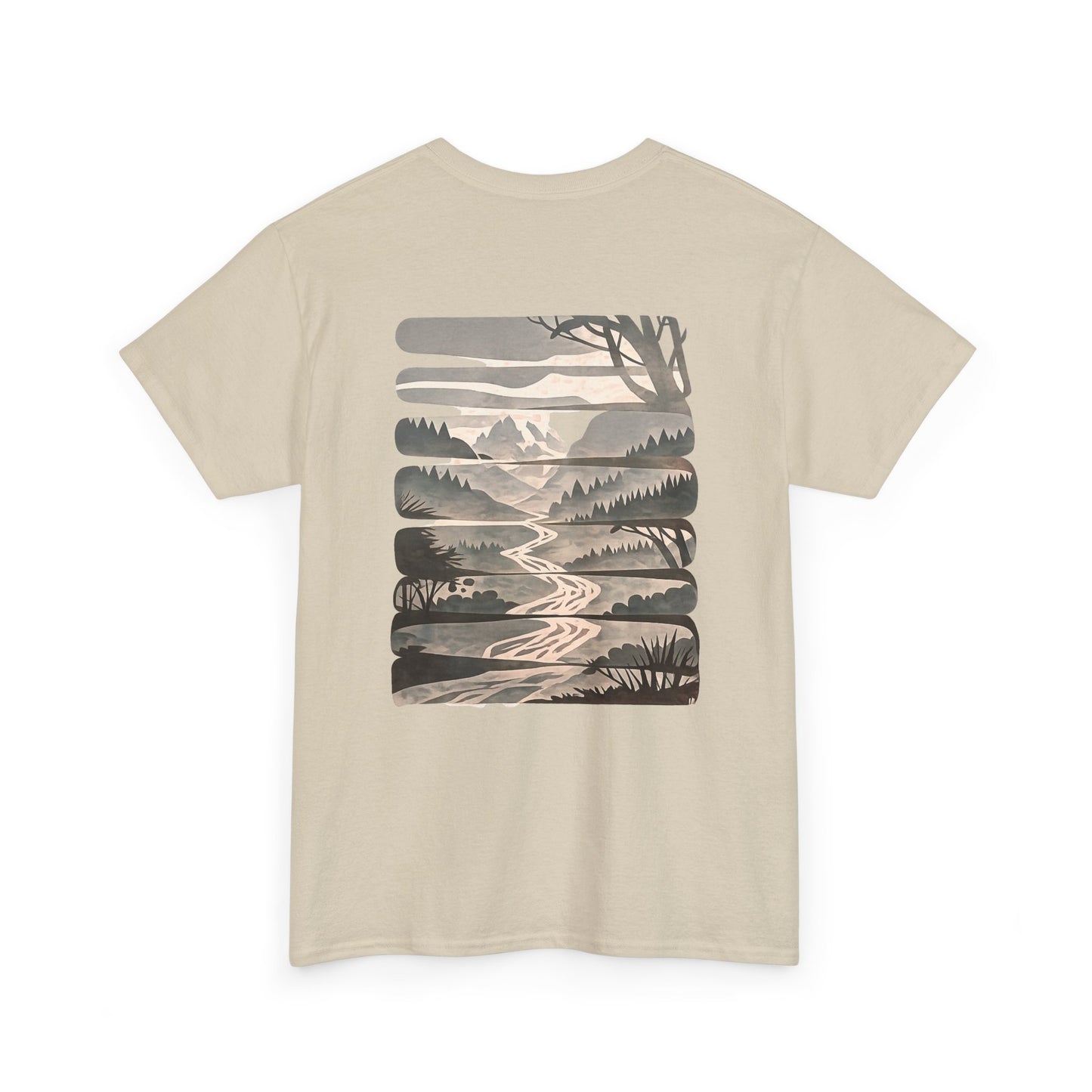 Nature Escape T-Shirt | Serene River and Mountain Landscape Tee