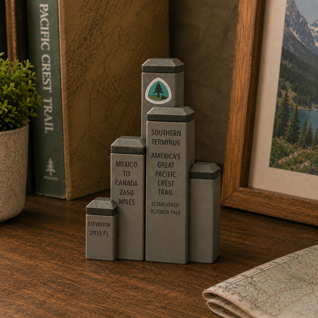 Pacific Crest Trail Memory Vault Terminus Display | USB-C Keepsake