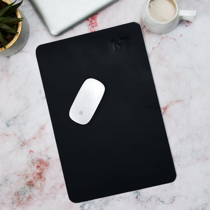 Noir Opulence Black Leather Desk Mat + Mouse Pad