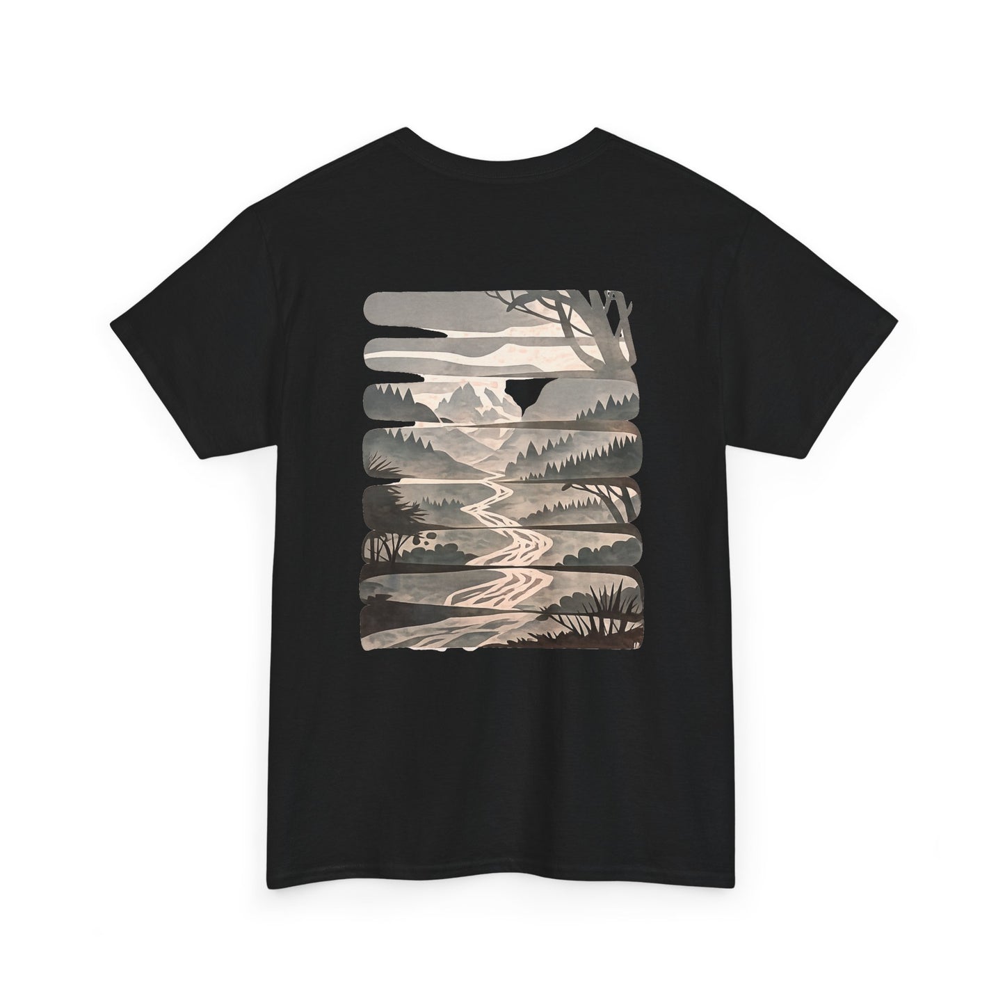 Nature Escape T-Shirt | Serene River and Mountain Landscape Tee