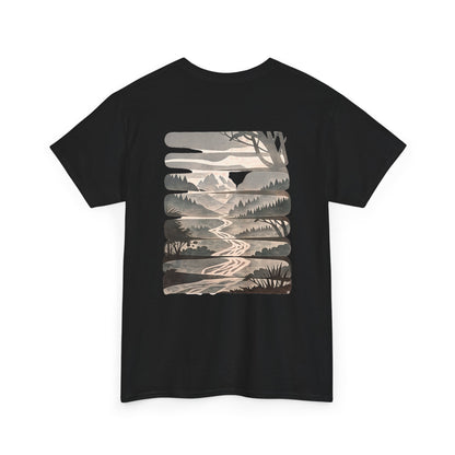 Nature Escape T-Shirt | Serene River and Mountain Landscape Tee