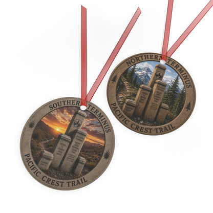 Pacific Crest Trail Terminus Ornament Metal Ornament | Double-Sided Southern & Northern Terminus