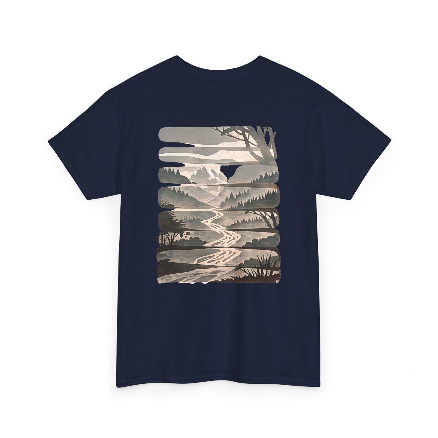 Nature Escape T-Shirt | Serene River and Mountain Landscape Tee