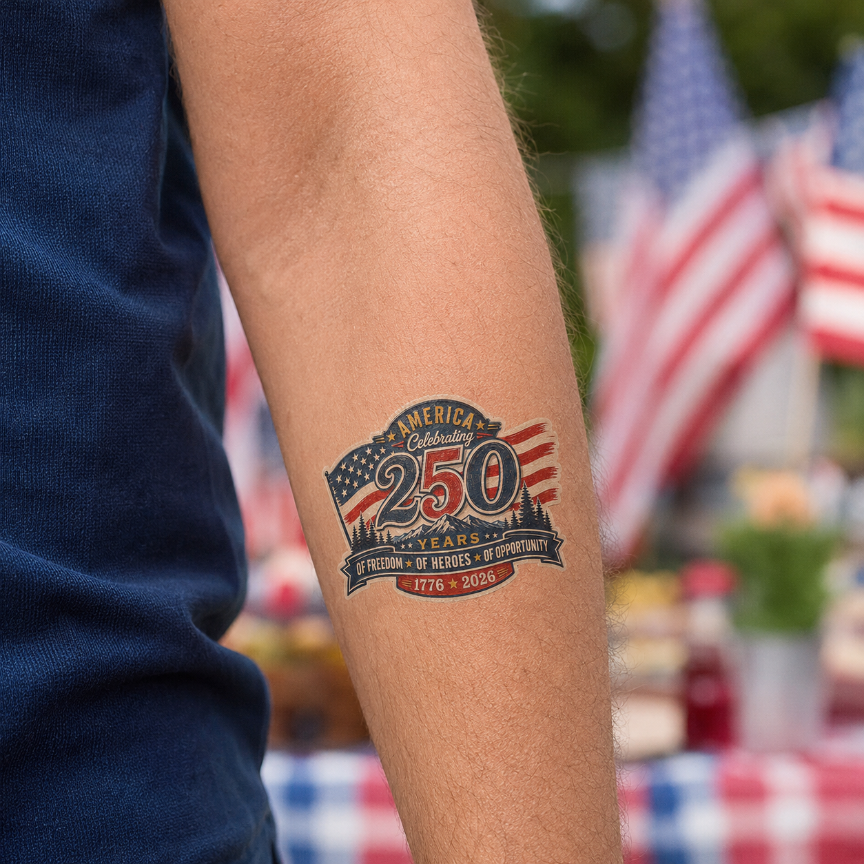 250th America Celebration Temporary Tattoos (1) – Bulk Wholesale Orders