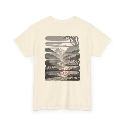 Nature Escape T-Shirt | Serene River and Mountain Landscape Tee