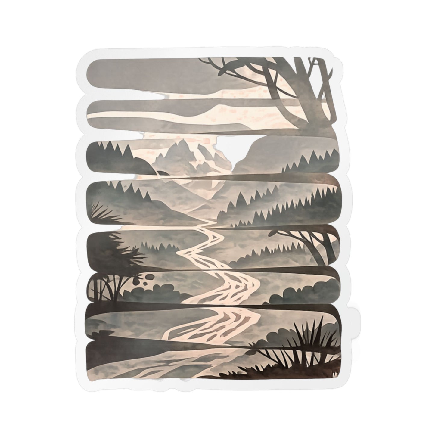 Nature Escape Mountain River Vinyl Sticker | Outdoor Landscape Decal