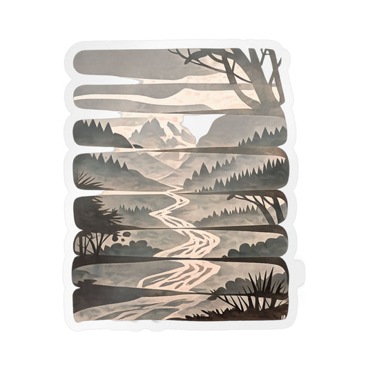 Nature Escape Mountain River Vinyl Sticker | Outdoor Landscape Decal