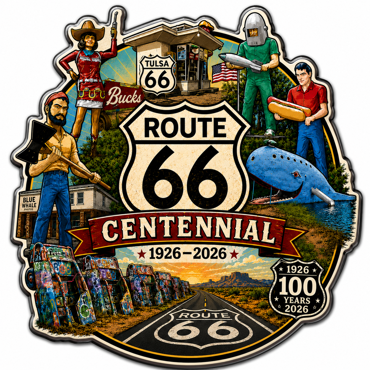 Route 66 Centennial Magnets (9) – Bulk Wholesale Orders