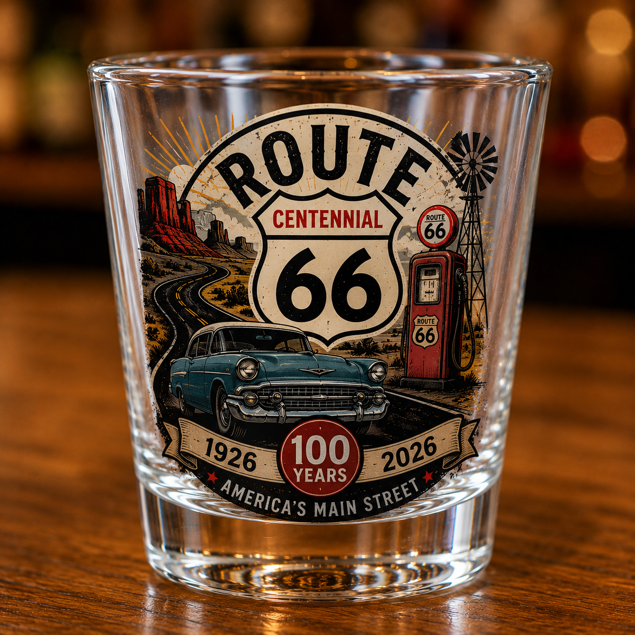 Route 66 Centennial Shot Glasses (4) – Bulk Wholesale Orders