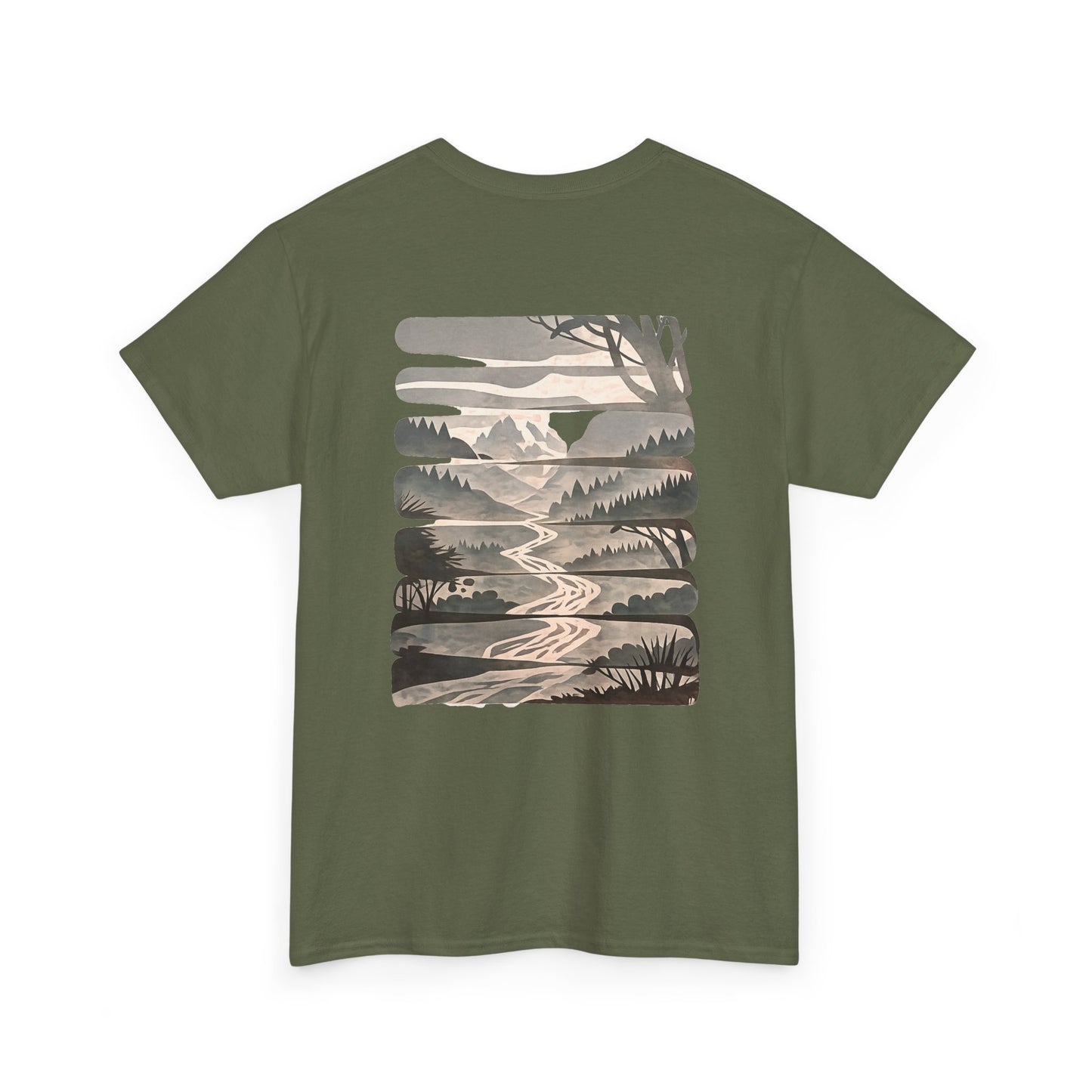 Nature Escape T-Shirt | Serene River and Mountain Landscape Tee