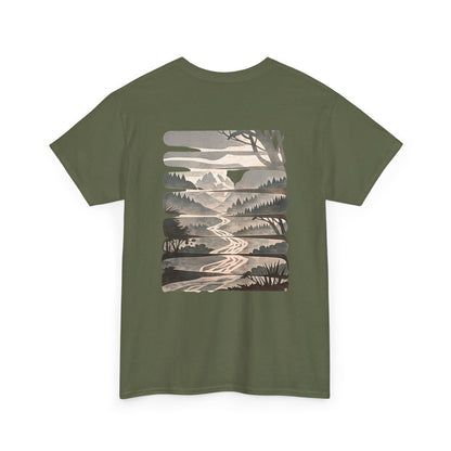 Nature Escape T-Shirt | Serene River and Mountain Landscape Tee