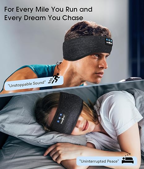 Sleep Headphones Bluetooth 5.0 Headband, Wireless Earphones Music Sleep Earbuds Sleeping Eye Mask with HD Stereo Speakers for Workout Running Travel Yoga, Ideal Gifts