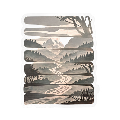 Nature Escape Mountain River Vinyl Sticker | Outdoor Landscape Decal
