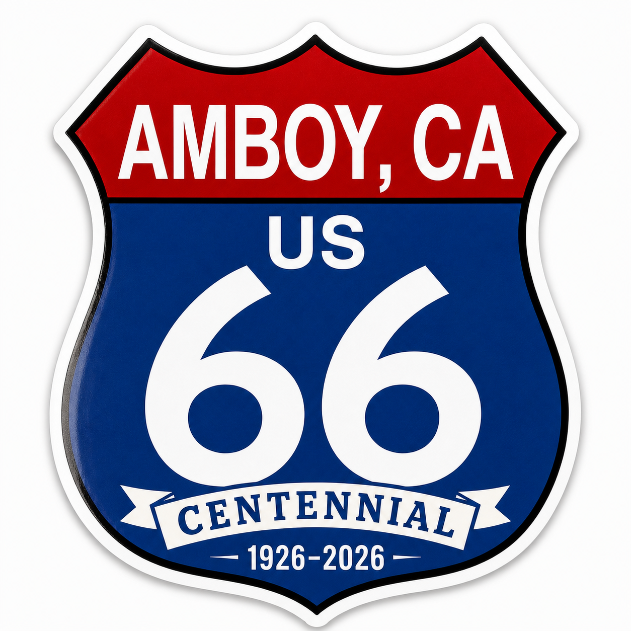 Amboy, CA Route 66 Centennial Stickers (3") (A45) – Bulk Wholesale Orders