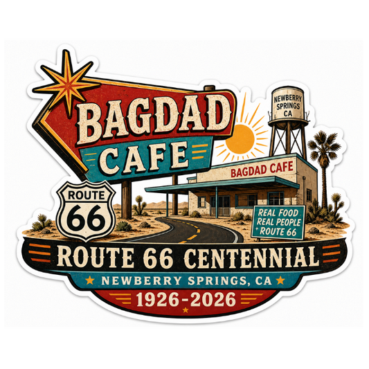 Bagdad Cafe Route 66 Centennial Stickers (3") (B41) – Bulk Wholesale Orders