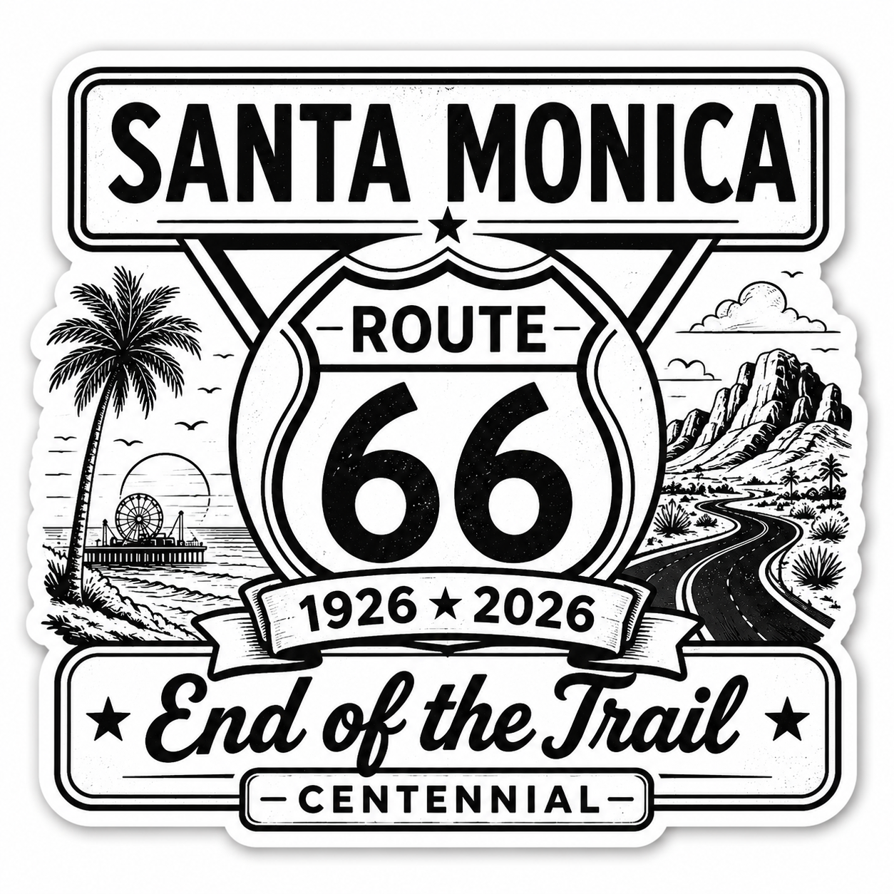Route 66 Centennial Stickers (35) (3") – Bulk Wholesale Orders