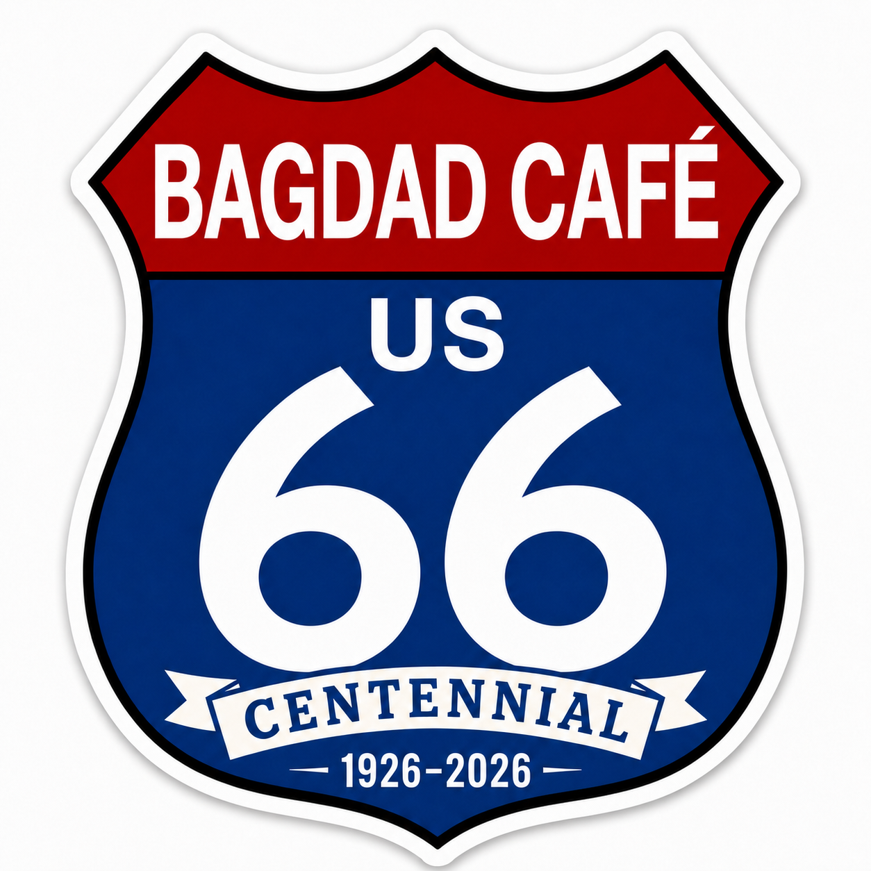 Bagdad Cafe Route 66 Centennial Stickers (3") (B40) – Bulk Wholesale Orders