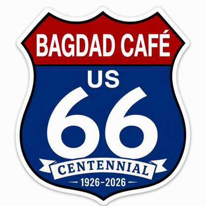 Bagdad Cafe Route 66 Centennial Stickers (3") (B40) – Bulk Wholesale Orders