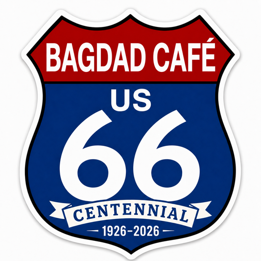 Bagdad Cafe Route 66 Centennial Stickers (3") (B40) – Bulk Wholesale Orders