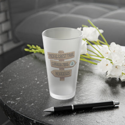 Pacific Crest Trail Mileage Sign Frosted Pint Glass