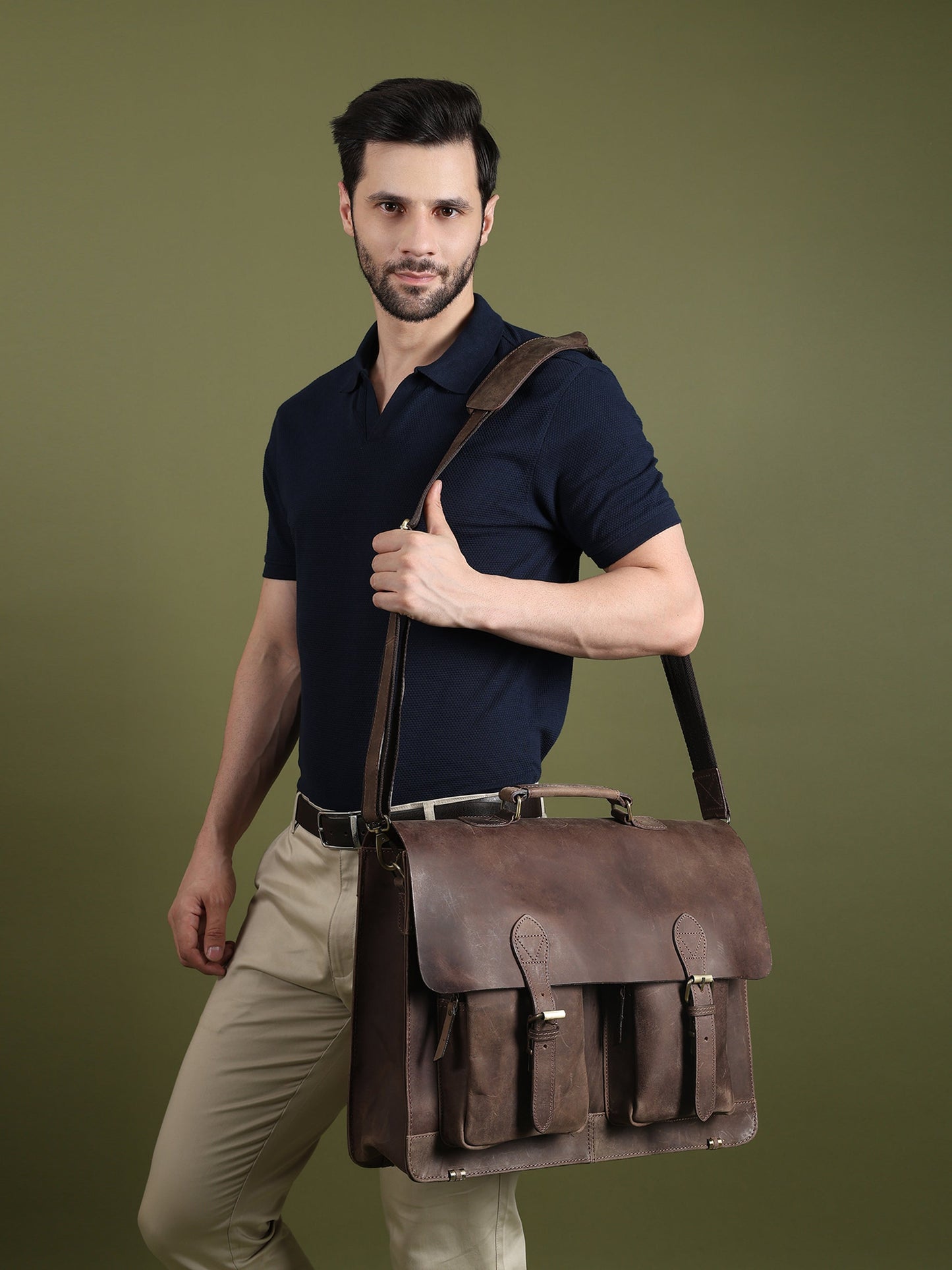 Buffalo Leather Messenger Bag