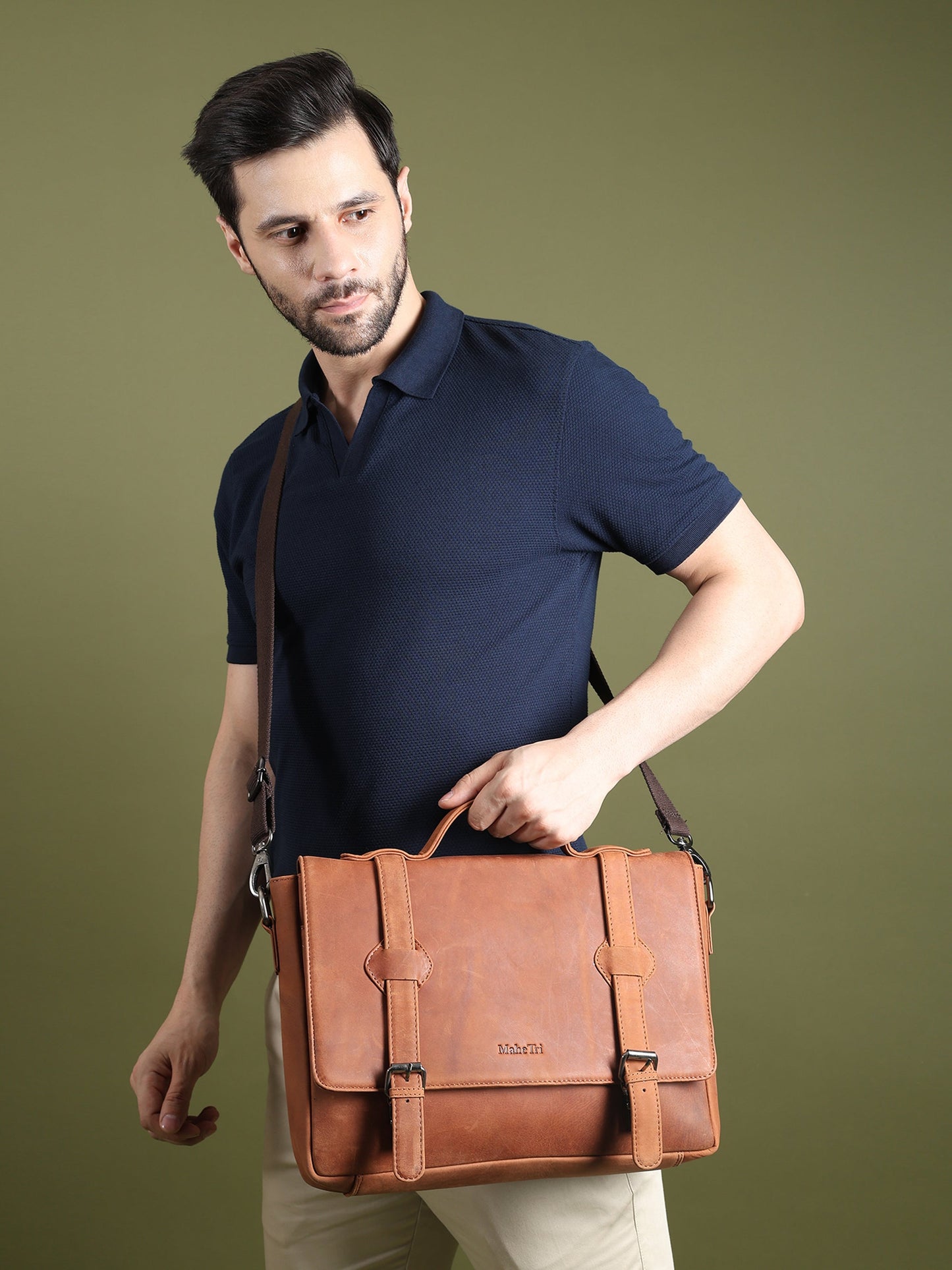 Falco Slim Leather Laptop Bag