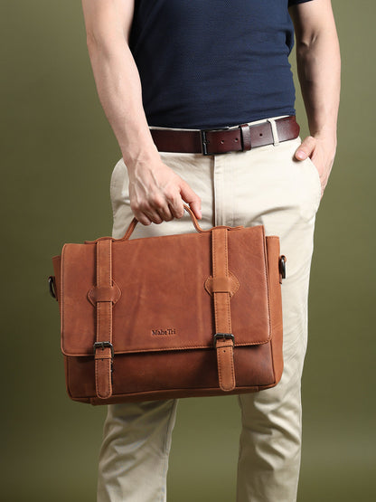 Falco Slim Leather Laptop Bag